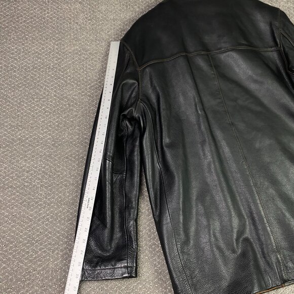 Vintage Columbia Leather Jacket Men's Large Heavyweight Button Front - Picture 15 of 16